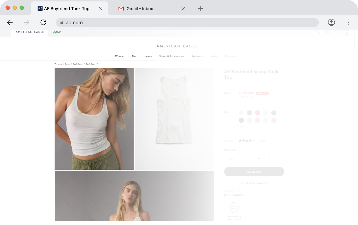 Fytted Chrome extension displaying sizing and clothing recommendations on retailer websites